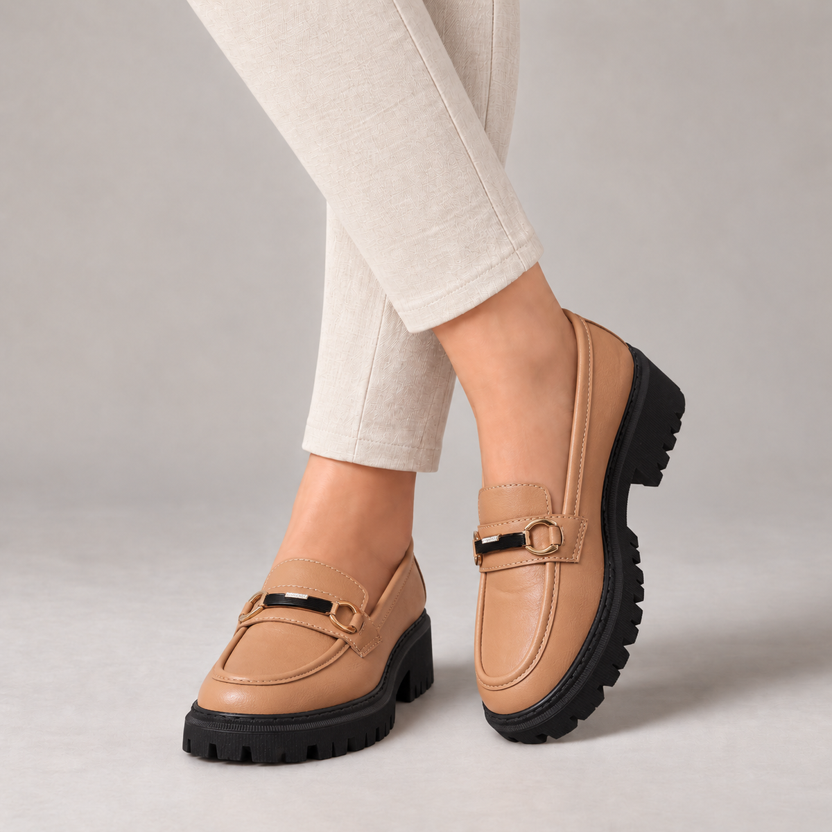 Lila Comfort Lug Sole Loafers — Khaki | Emory & Blanc
