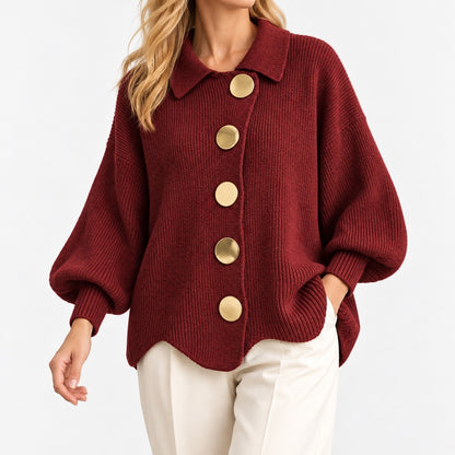 Liliane Relaxed Fit Cardigan — Burgundy | Emory & Blanc