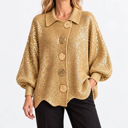 Liliane Relaxed Fit Cardigan — Gold | Emory & Blanc