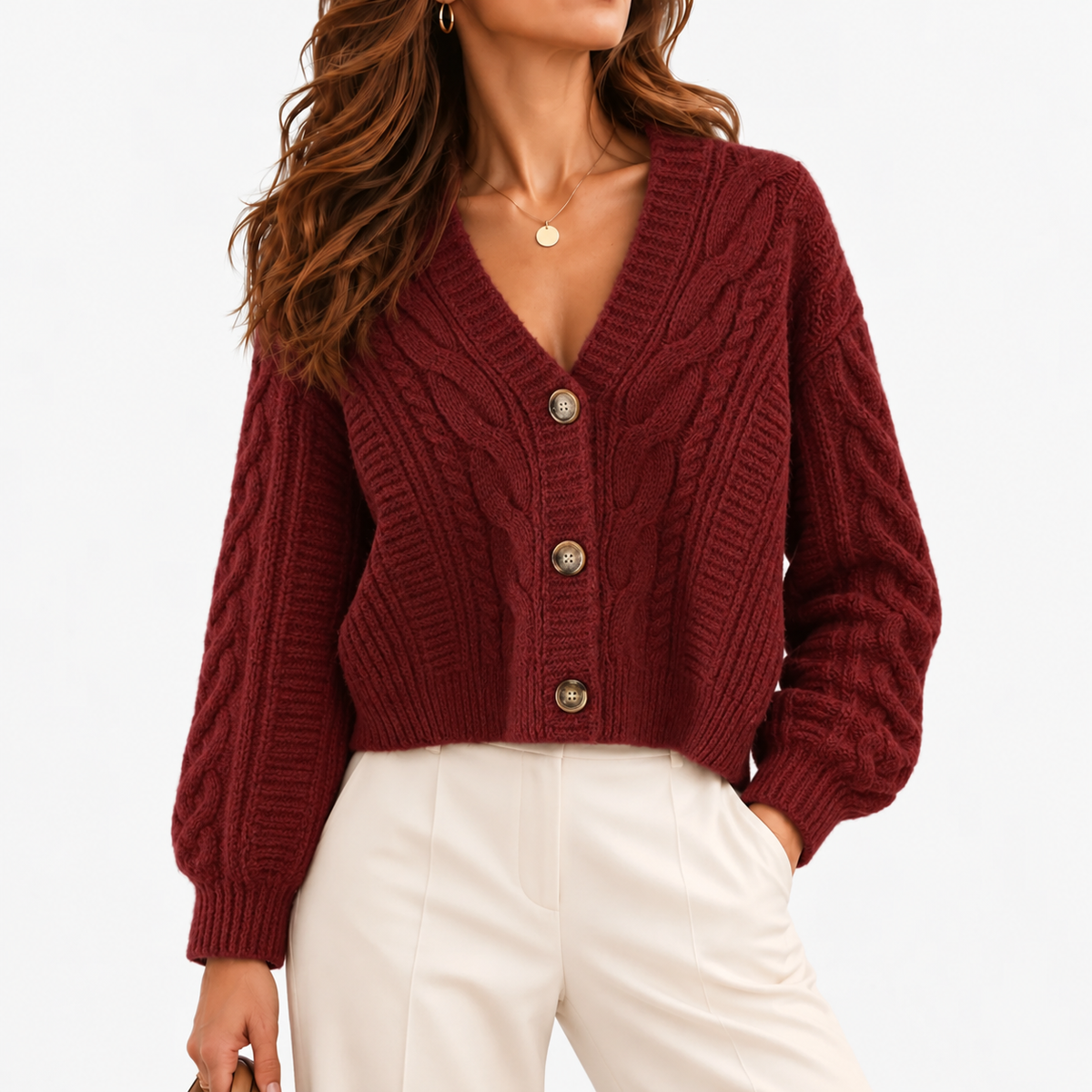 Linette Soft Cardigan Sweater — Burgundy | Emory & Blanc