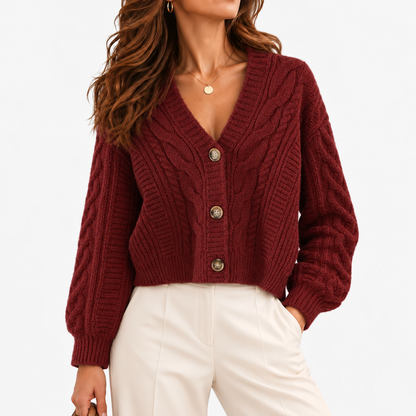 Linette Soft Cardigan Sweater — Burgundy | Emory & Blanc
