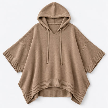 Lisbeth Relaxed Fit Poncho Sweater, Open Hood | Emory & Blanc
