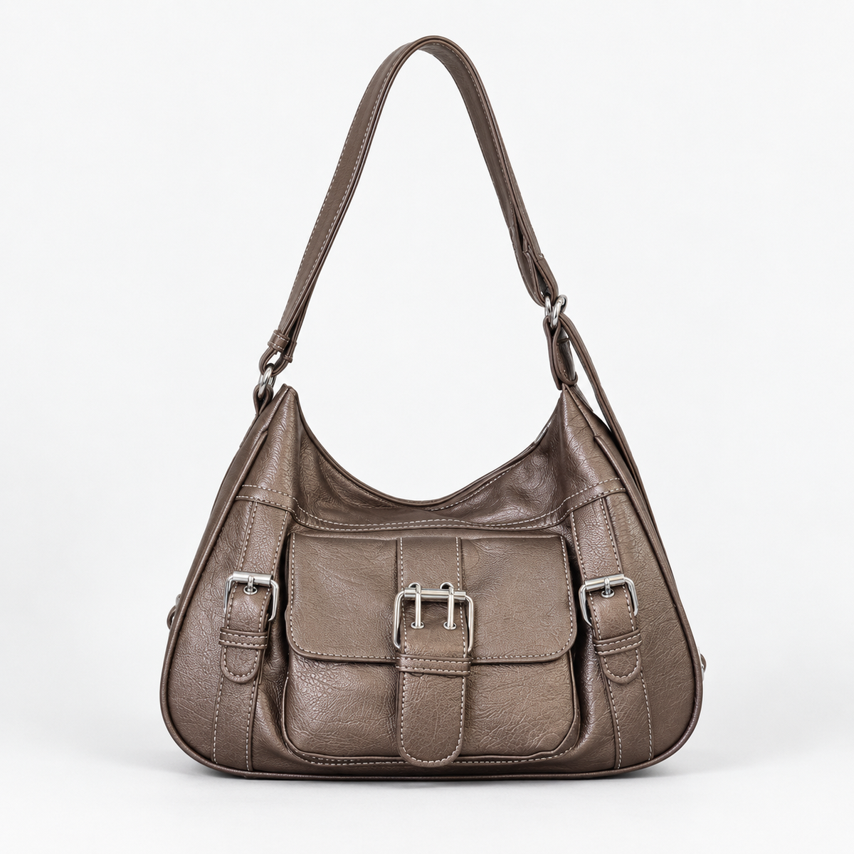 Livia Women's Lightweight Vegan Leather Bag, Buckle Front | Emory & Blanc