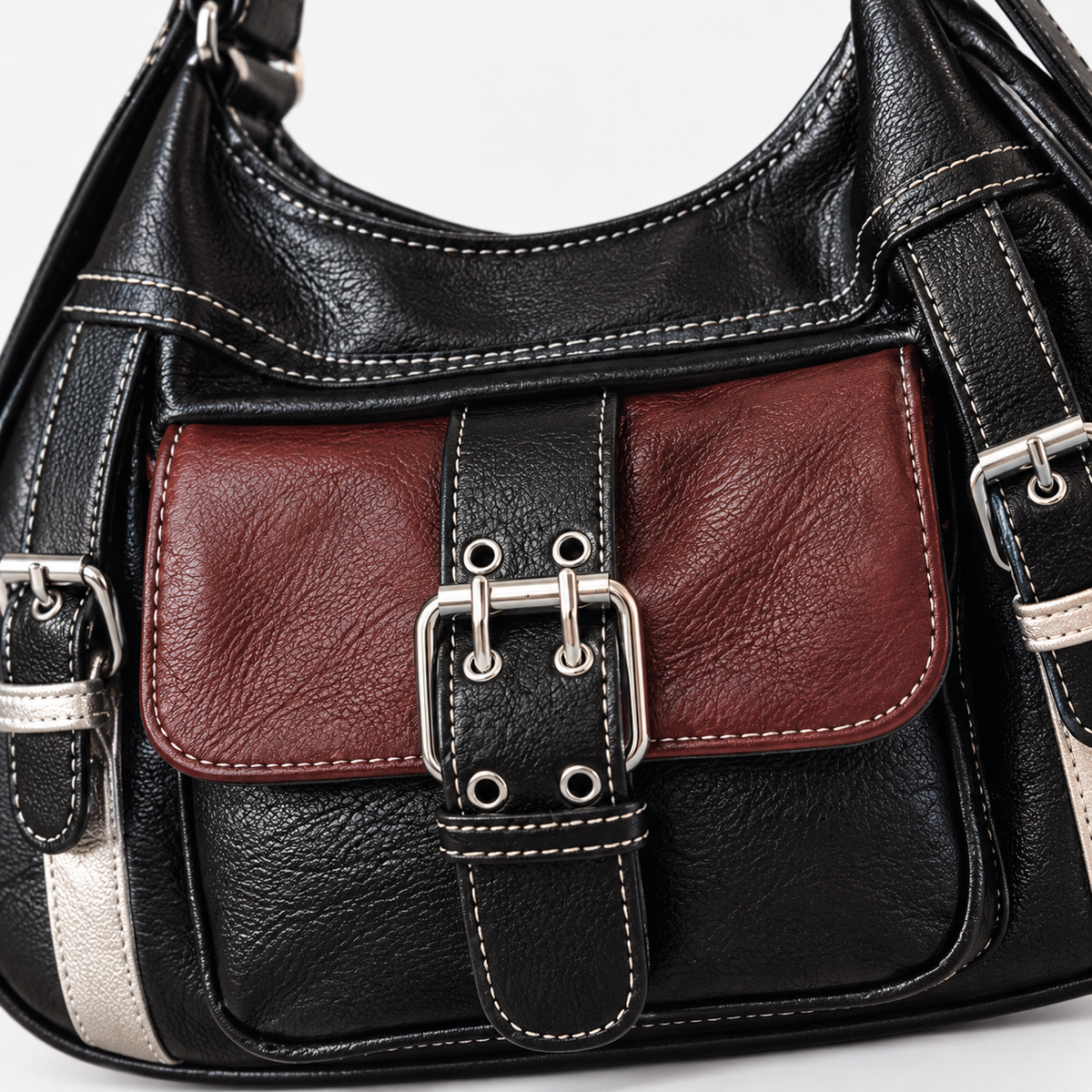 Livia Women's Lightweight Vegan Leather Bag, Buckle Front | Emory & Blanc