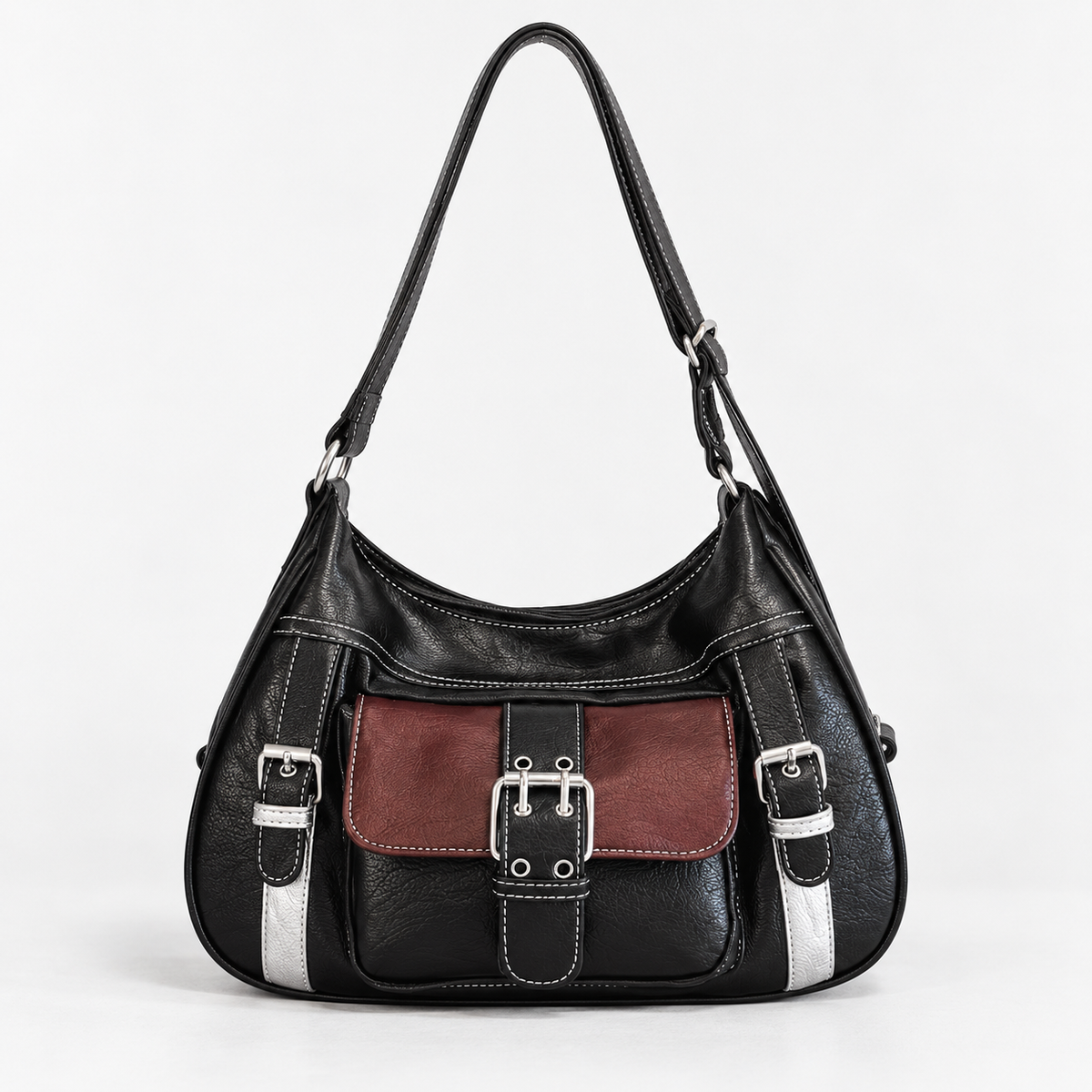 Livia Women's Lightweight Vegan Leather Bag, Buckle Front | Emory & Blanc