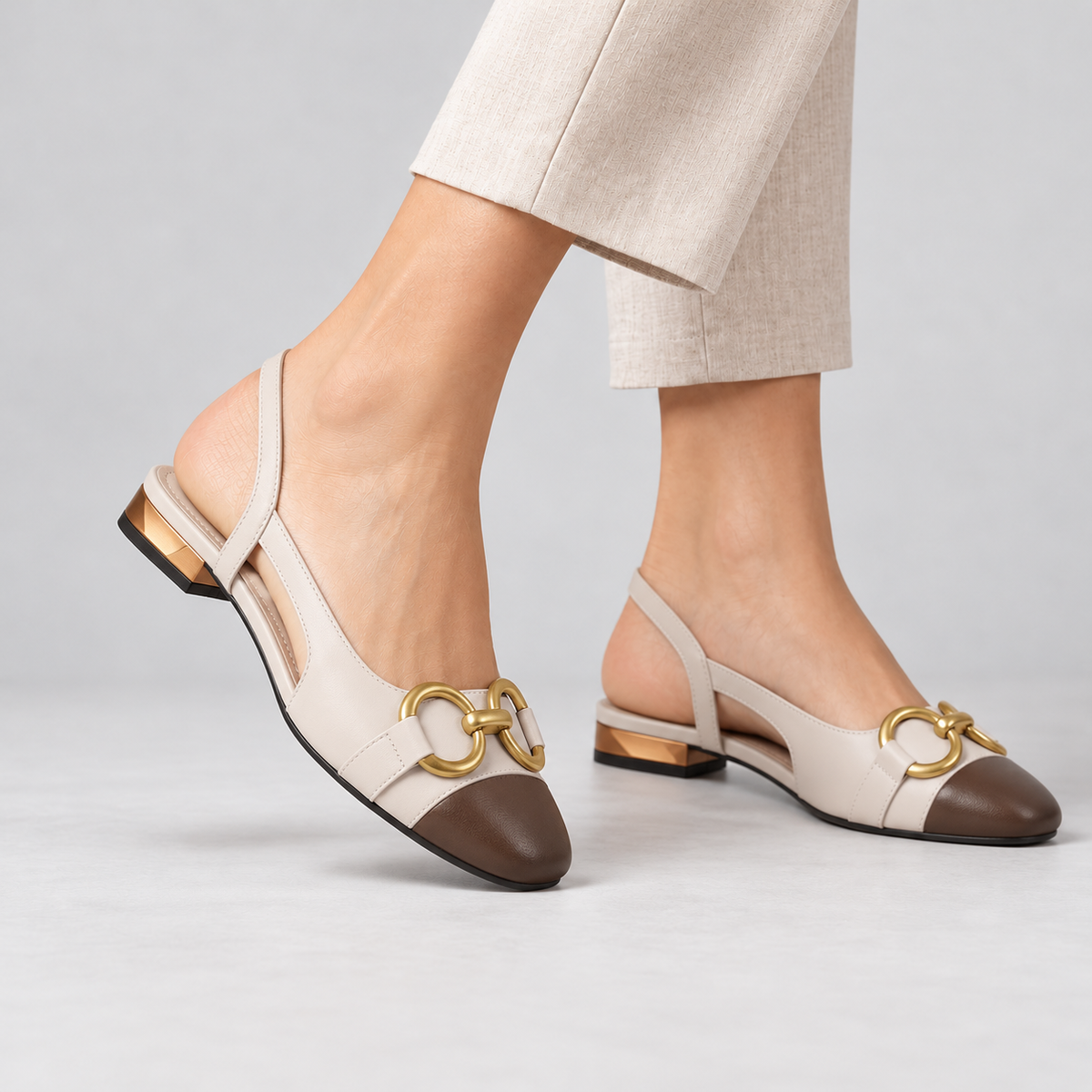 Lorelle Comfort Low-Heel Slingback Flats | Emory & Blanc