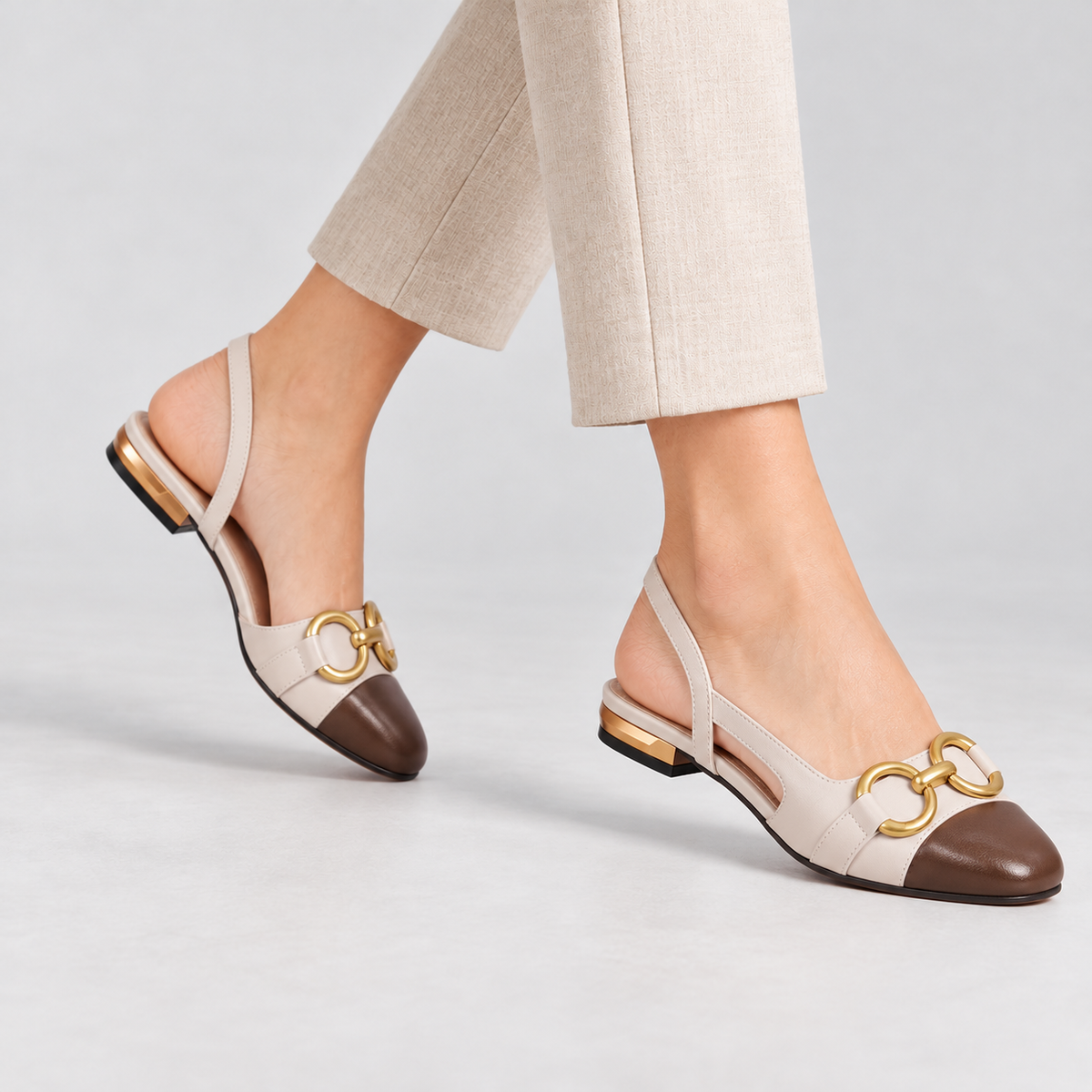 Lorelle Comfort Low-Heel Slingback Flats | Emory & Blanc