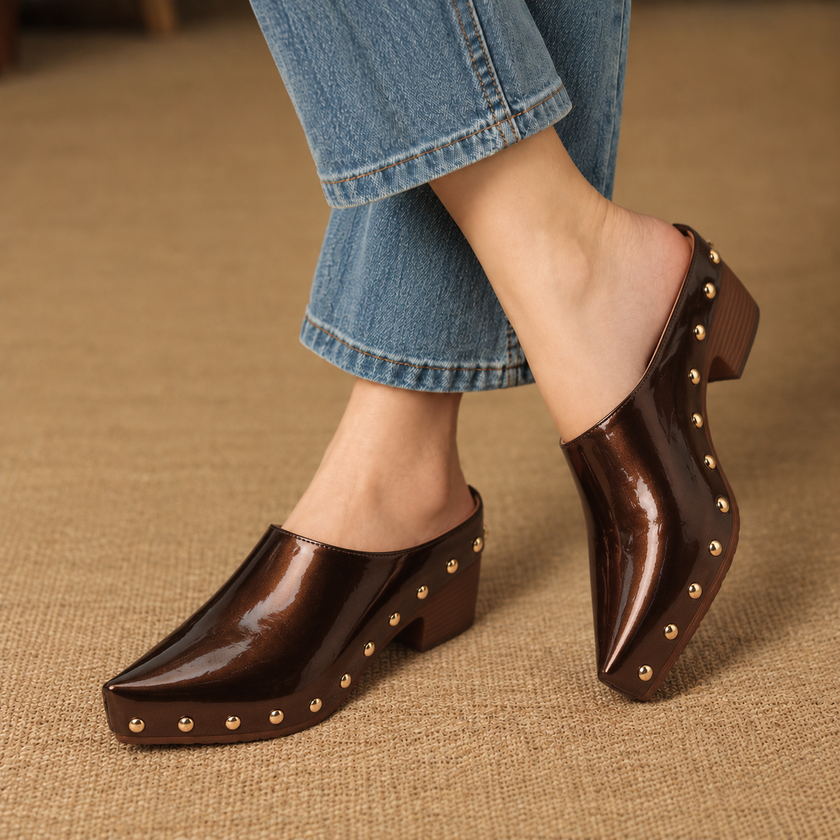 Lorette Easy Slip-On Studded Clog Mules | Emory & Blanc