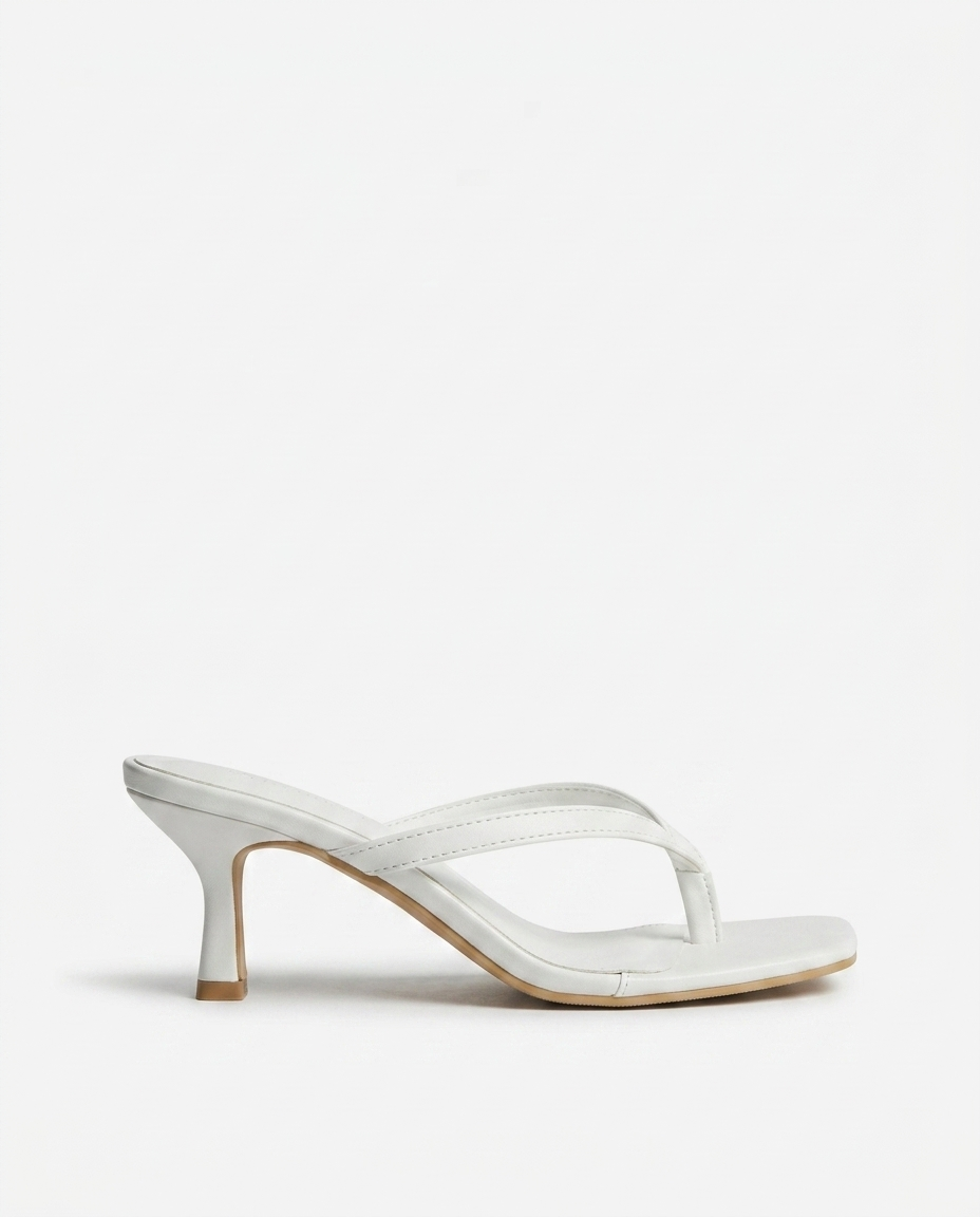 Louise Square-Toe Kitten Heel — White | Emory & Blanc