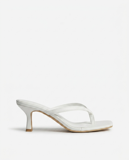 Louise Square-Toe Kitten Heel — White | Emory & Blanc