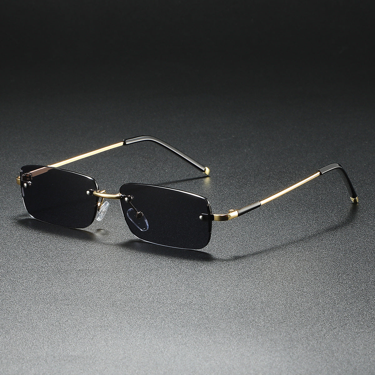 Lucan Lightweight Rimless Sunglasses — Black | Emory & Blanc