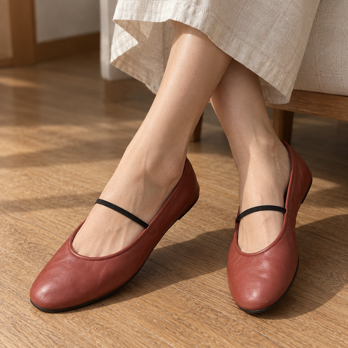 Lucia Women's Lightweight Microfiber Mary Jane Flats | Emory & Blanc