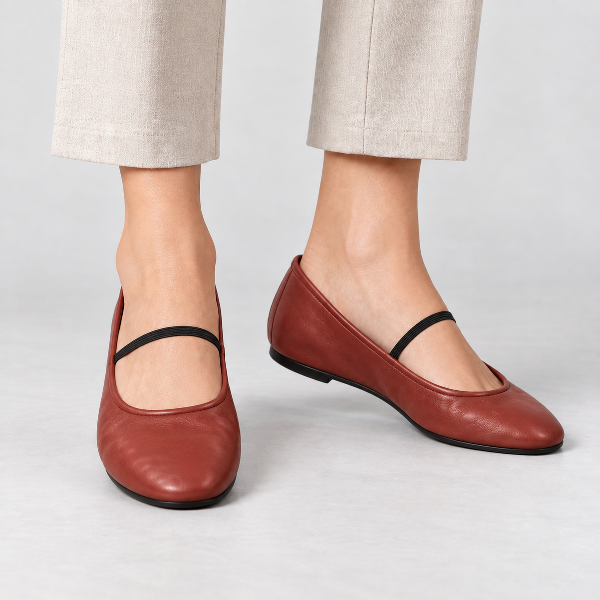 Lucia Women's Lightweight Microfiber Mary Jane Flats — Burgundy | Emory & Blanc
