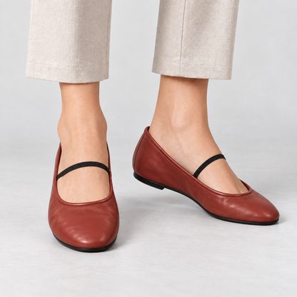 Lucia Women's Lightweight Microfiber Mary Jane Flats — Burgundy | Emory & Blanc