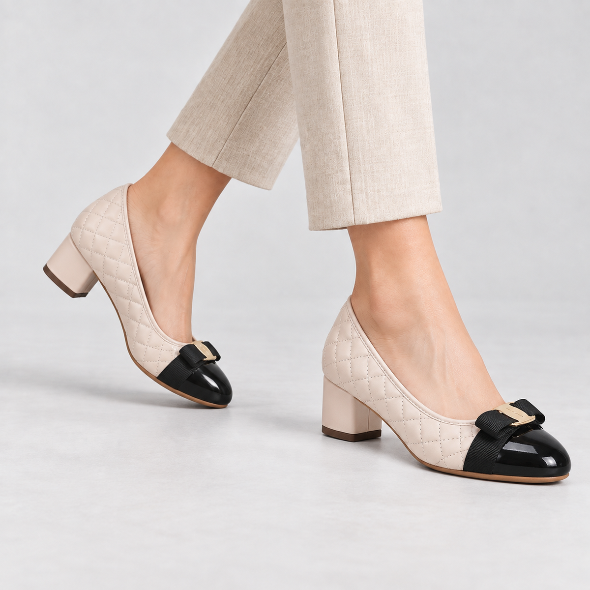 Madison Women's Quilted Cap-Toe Pumps | Emory & Blanc