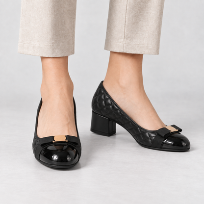 Madison Women's Quilted Cap-Toe Pumps — Black | Emory & Blanc