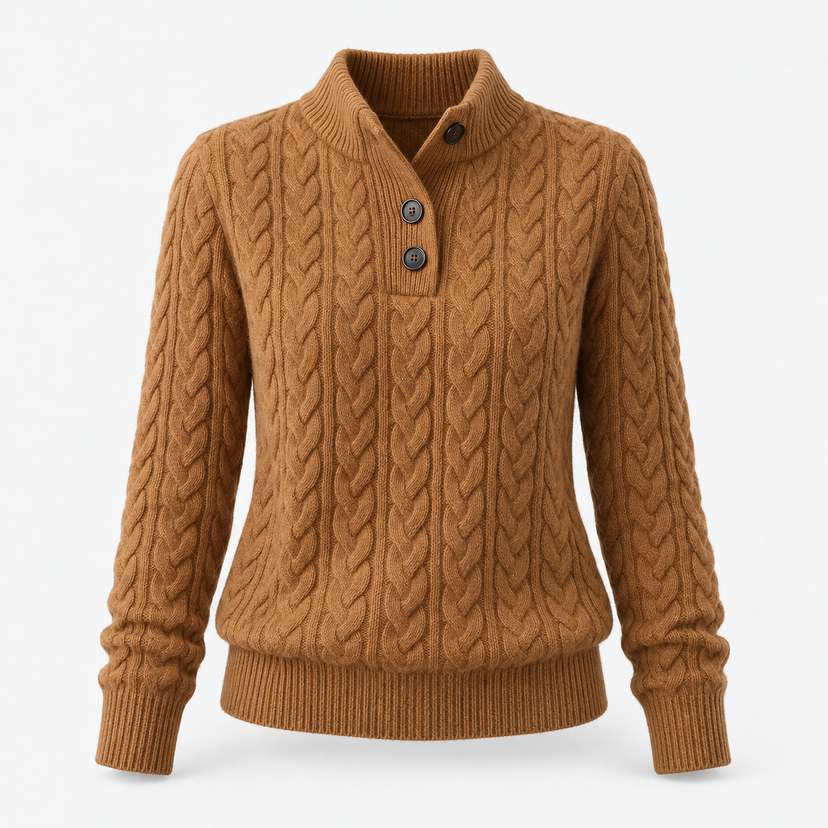 Maeve Soft Cable-Knit Stand Collar Sweater | Emory & Blanc
