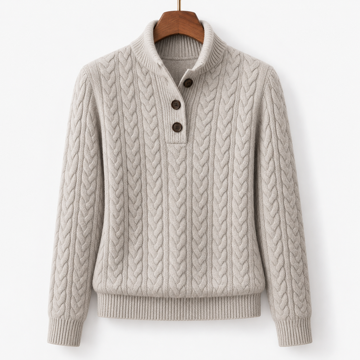 Maeve Soft Cable-Knit Stand Collar Sweater | Emory & Blanc