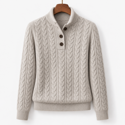 Maeve Soft Cable-Knit Stand Collar Sweater | Emory & Blanc