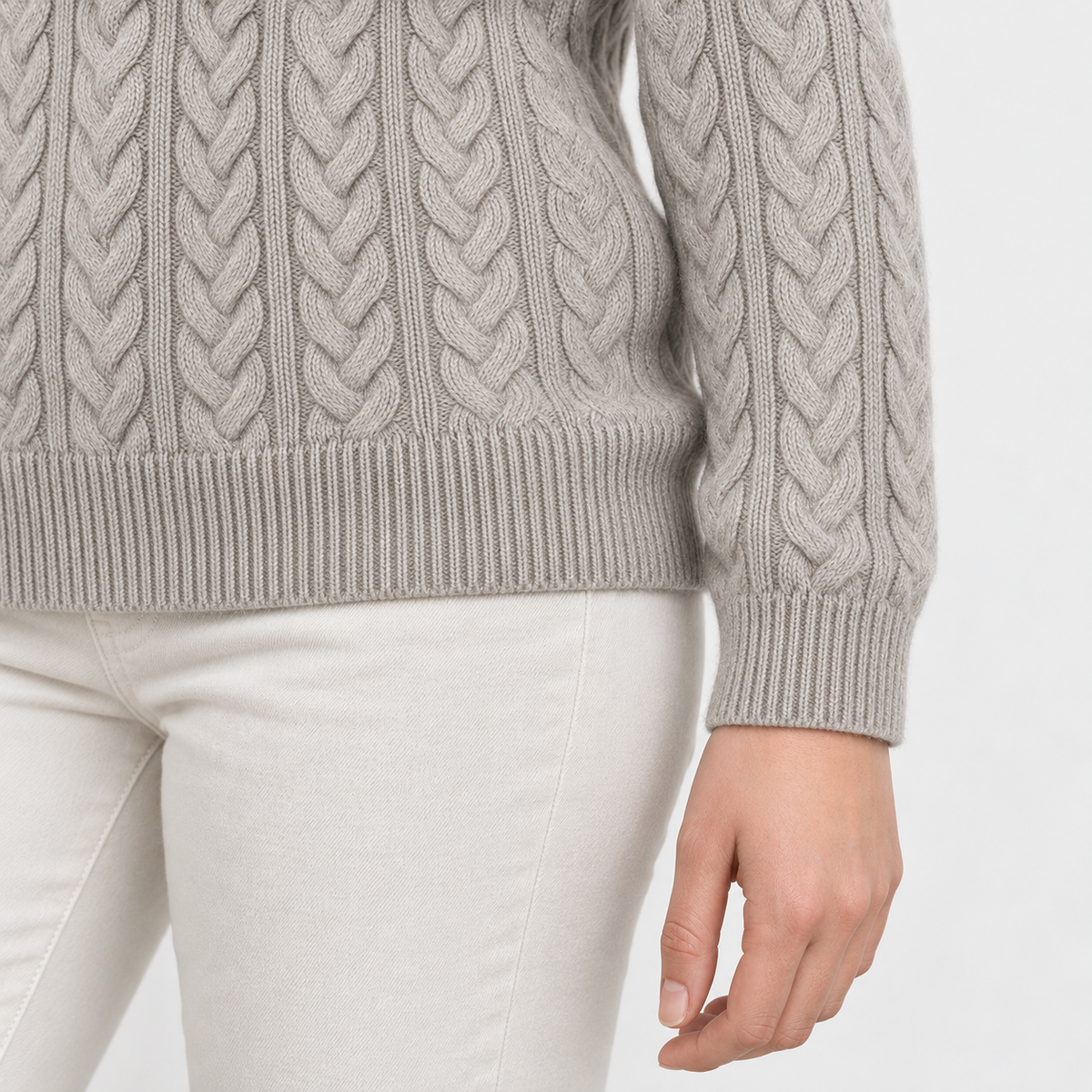 Maeve Soft Cable-Knit Stand Collar Sweater | Emory & Blanc