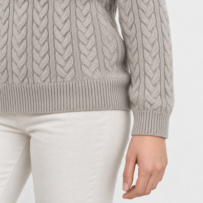 Maeve Soft Cable-Knit Stand Collar Sweater | Emory & Blanc