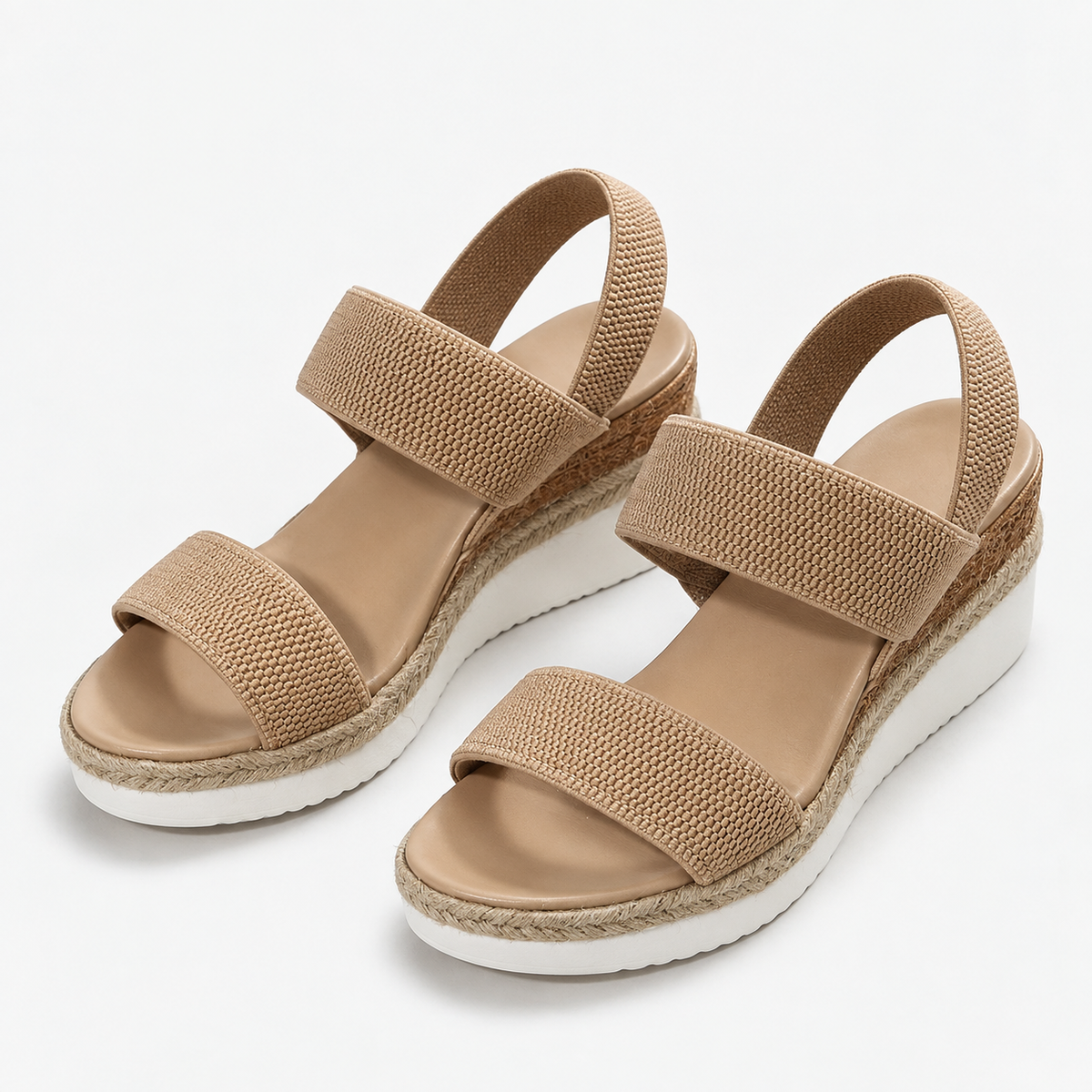 Mara Comfort Wedge Sandals, Elastic Straps | Emory & Blanc