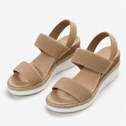 Mara Comfort Wedge Sandals, Elastic Straps | Emory & Blanc