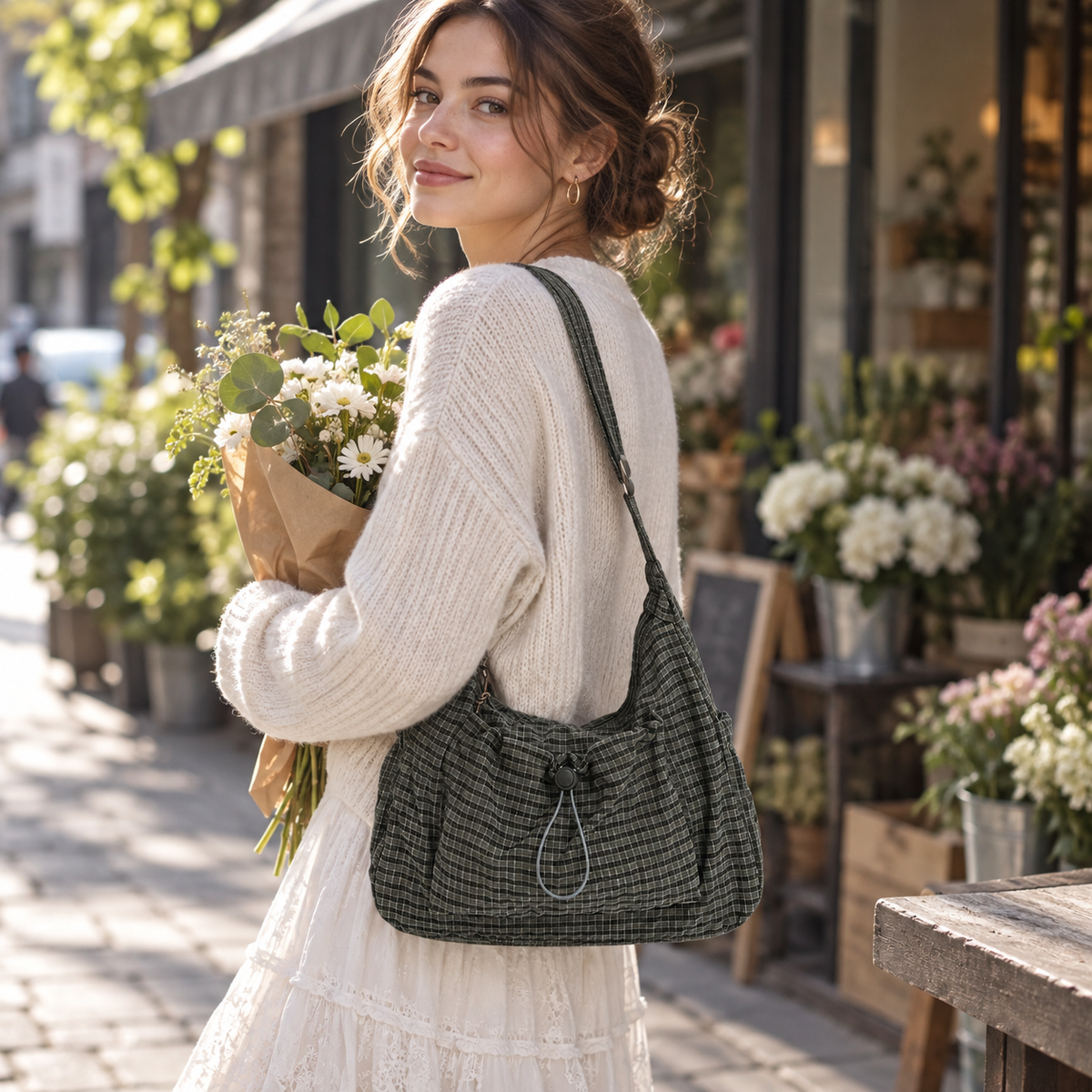 Maren Grid Shoulder Bag | Emory & Blanc