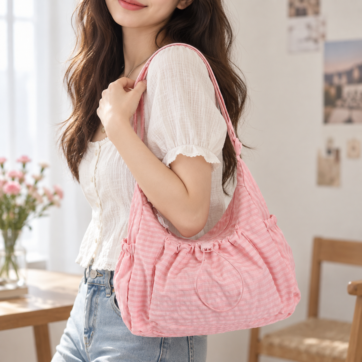 Maren Grid Shoulder Bag | Emory & Blanc