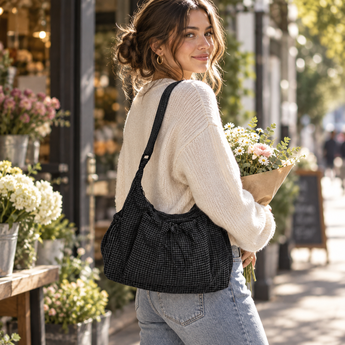 Maren Grid Shoulder Bag | Emory & Blanc