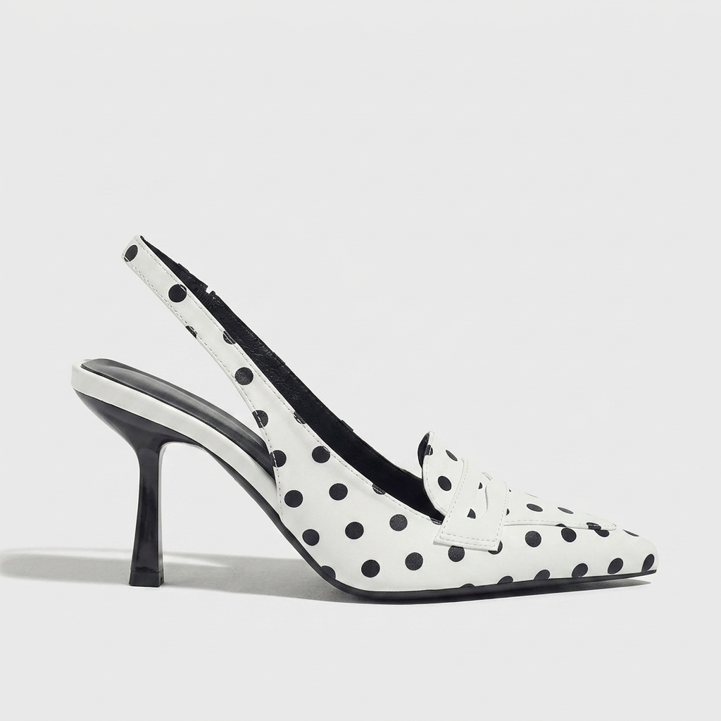Maren Polka-Dot Slingback — White | Emory & Blanc
