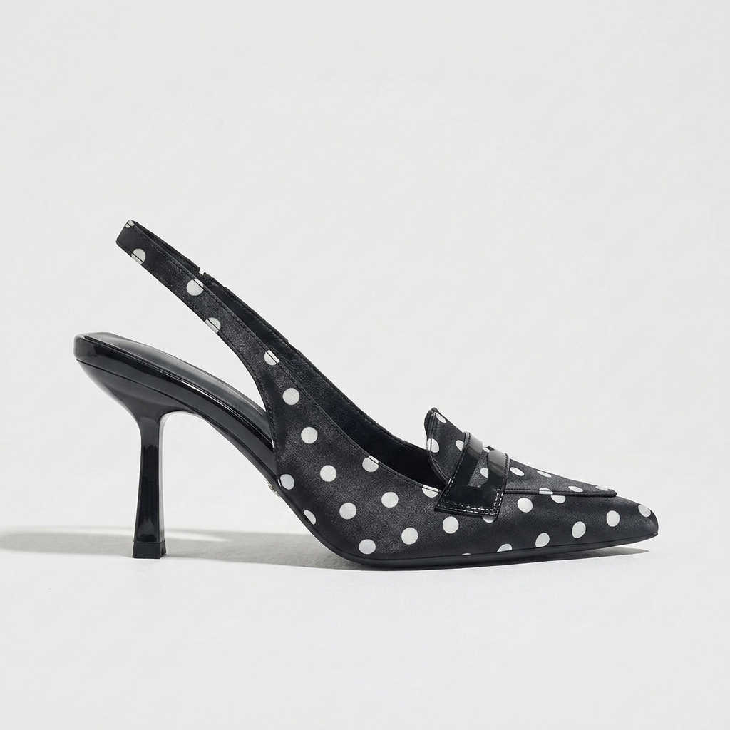 Maren Polka-Dot Slingback — Black | Emory & Blanc