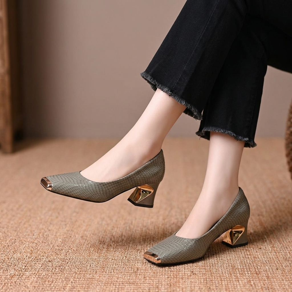 Margaux Geometric-Heel Pump | Emory & Blanc