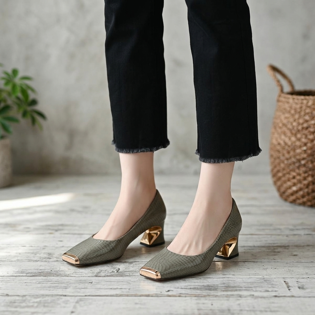 Margaux Geometric-Heel Pump | Emory & Blanc