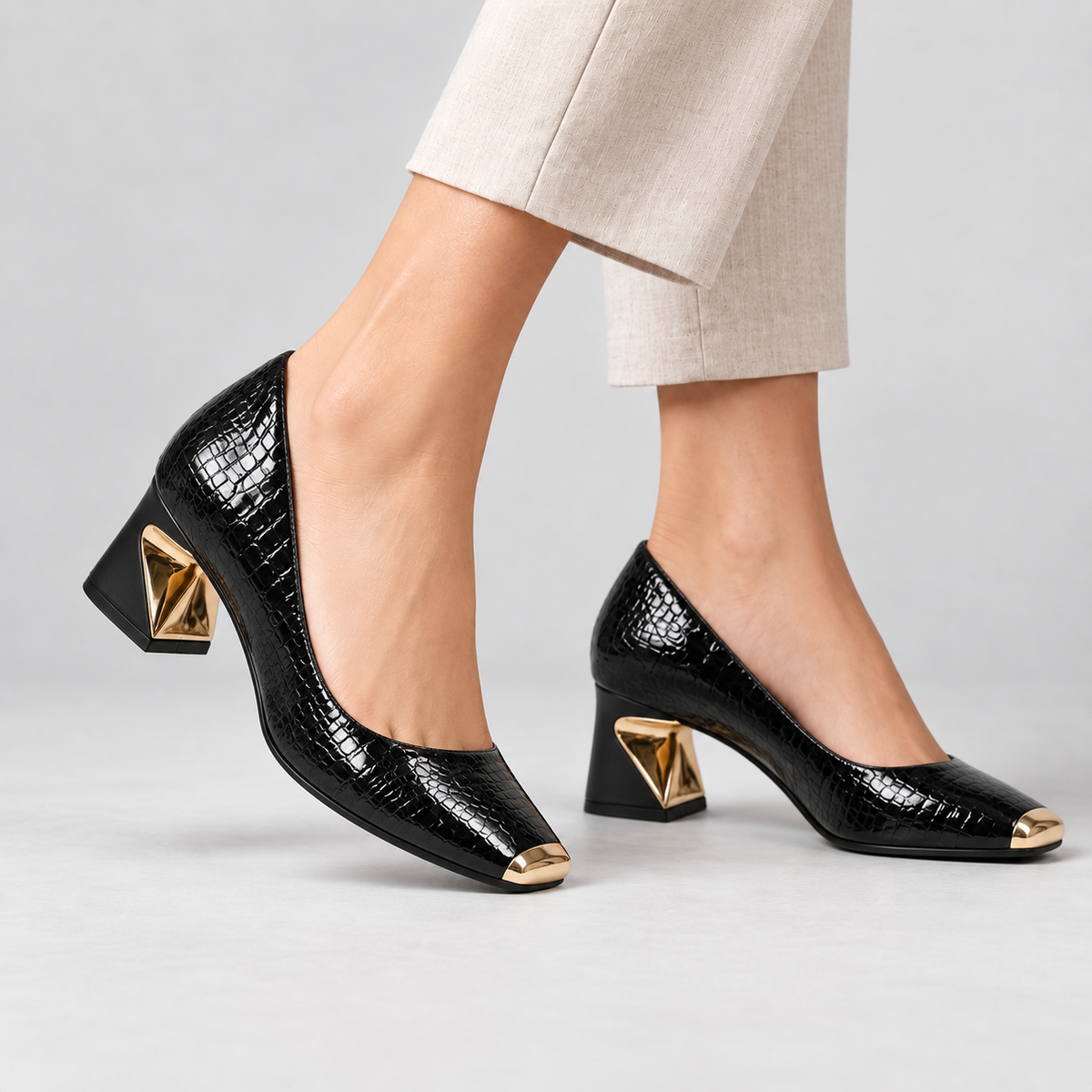 Margaux Geometric-Heel Pump | Emory & Blanc