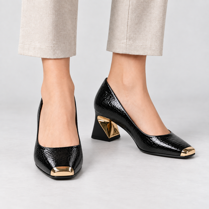 Margaux Geometric-Heel Pump | Emory & Blanc