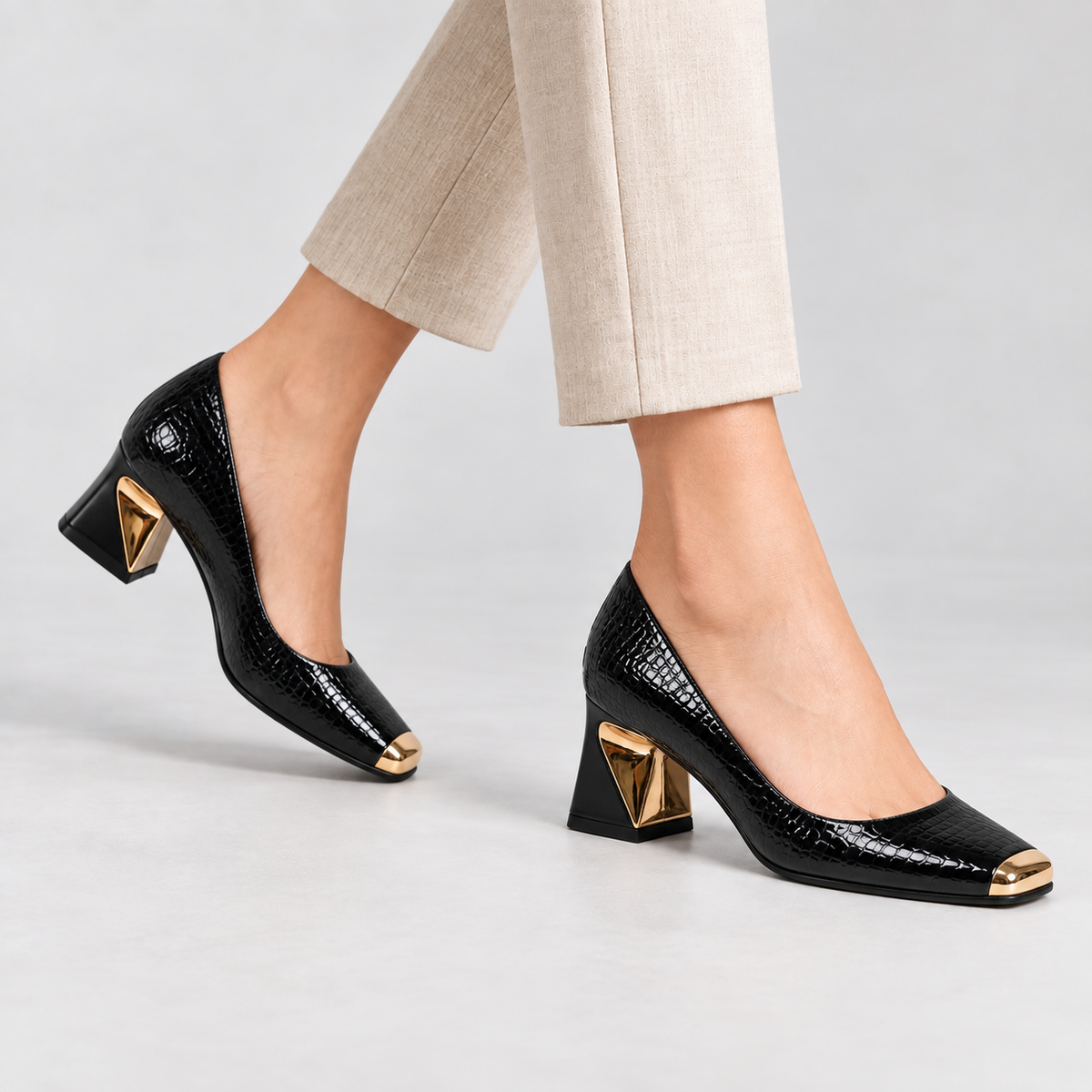 Margaux Geometric-Heel Pump | Emory & Blanc