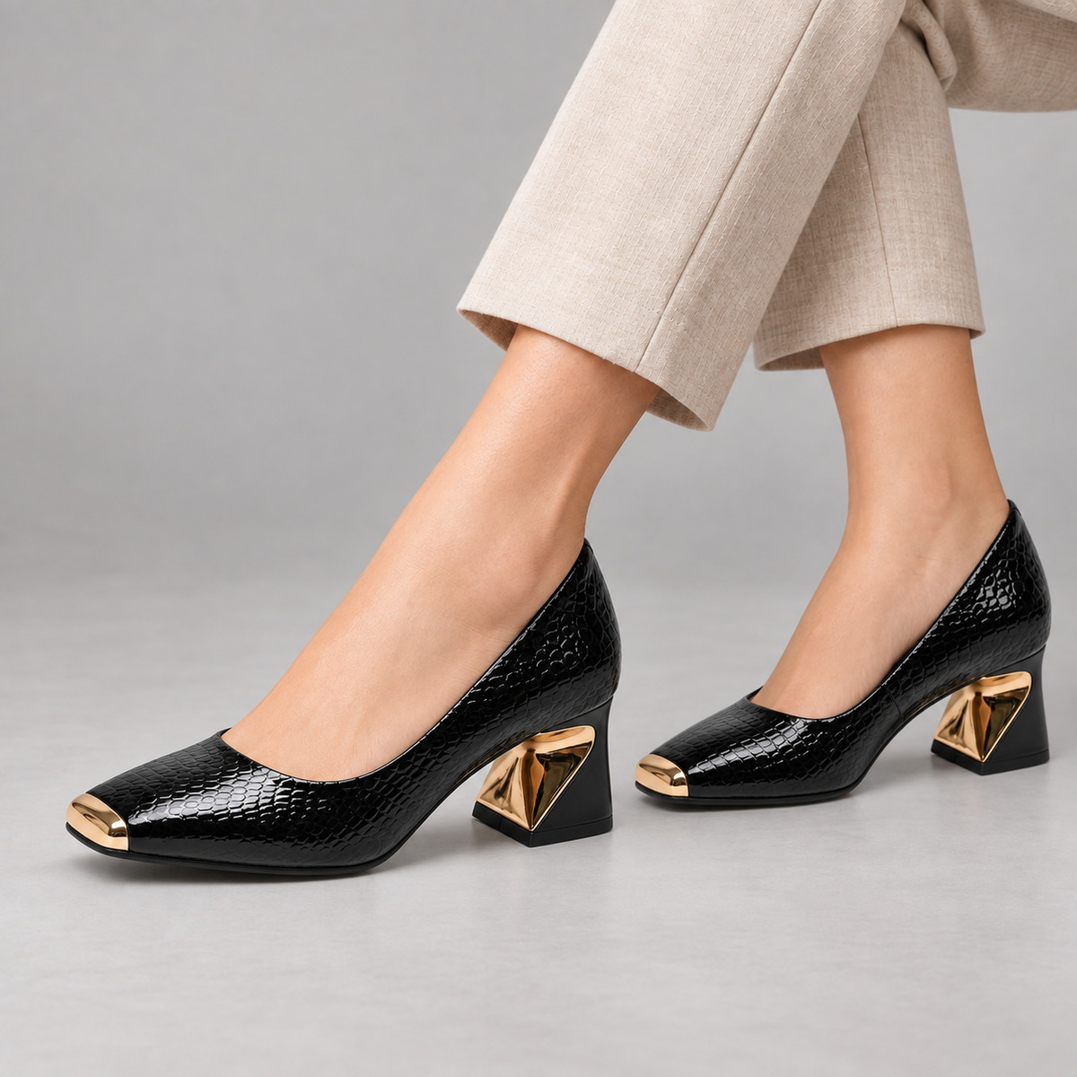Margaux Geometric-Heel Pump | Emory & Blanc