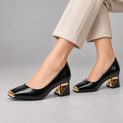 Margaux Geometric-Heel Pump | Emory & Blanc