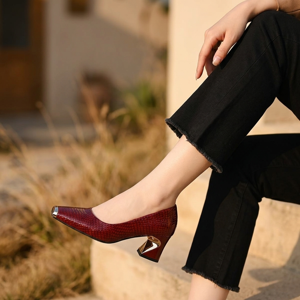 Margaux Geometric-Heel Pump | Emory & Blanc