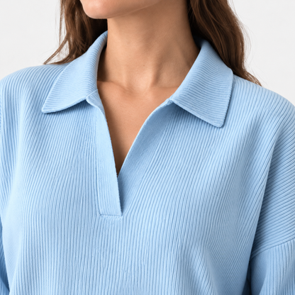 Marianne Relaxed Fit Polo Collar Top | Emory & Blanc