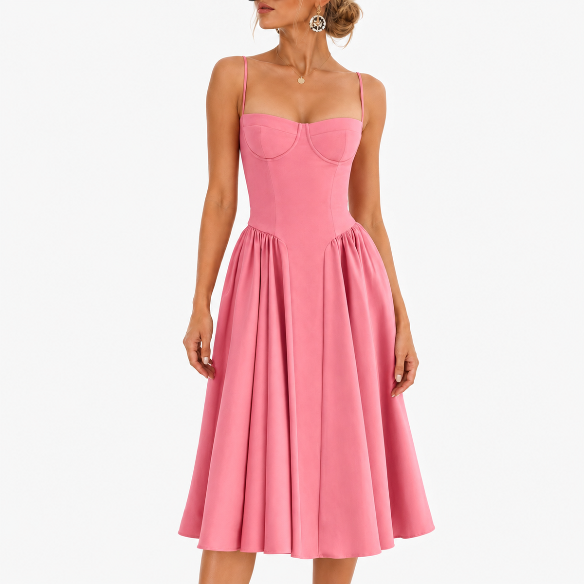 Maribel Soft Midi Dress, Corset Bodice — Variant 3 | Emory & Blanc