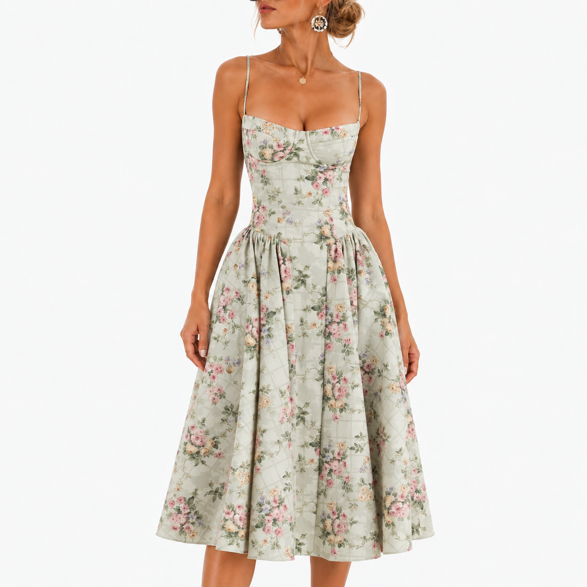 Maribel Soft Midi Dress, Corset Bodice — Variant 4 | Emory & Blanc