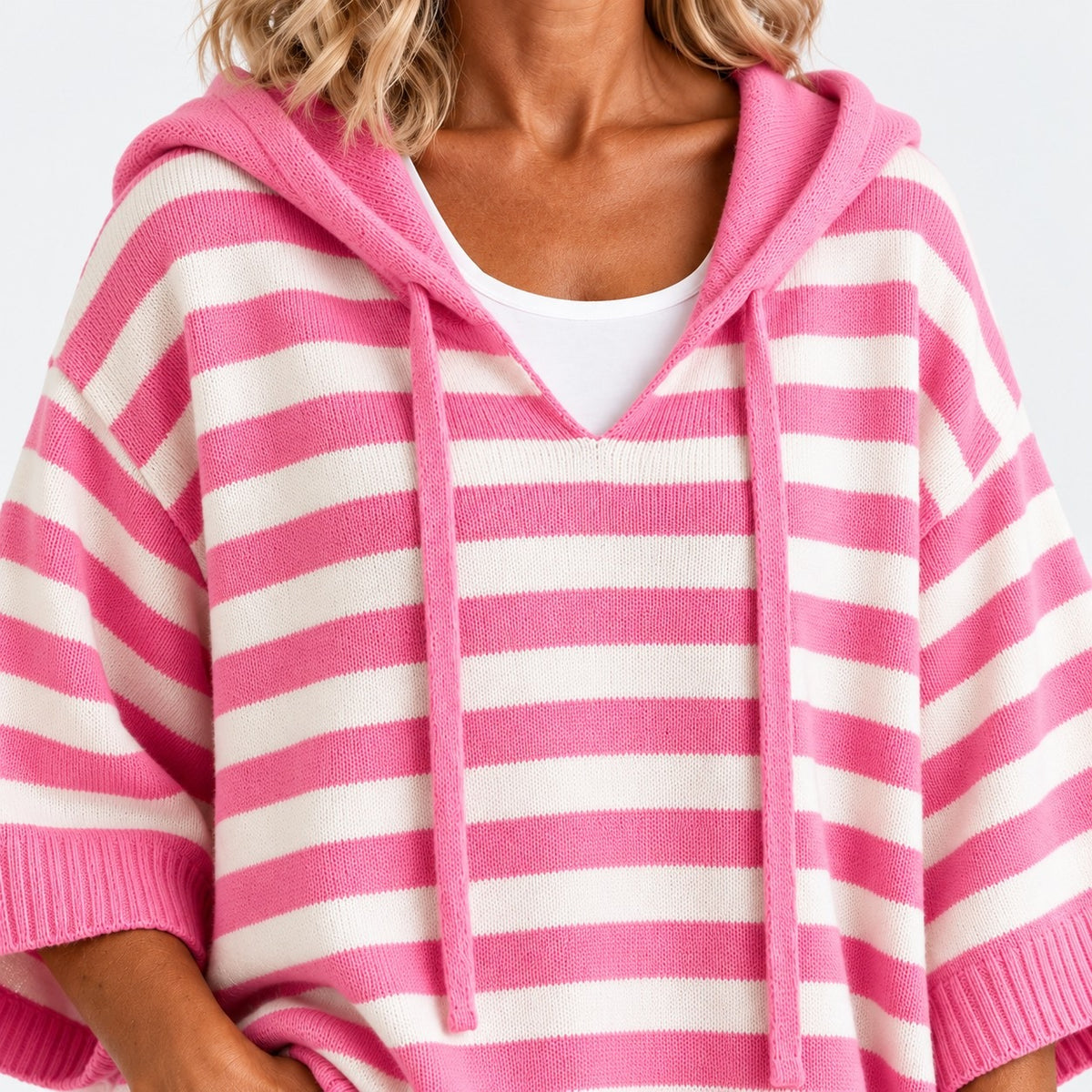 Maribeth Comfort Striped Poncho Sweater | Emory & Blanc