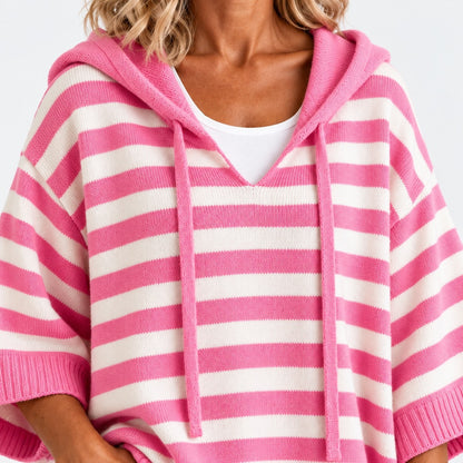 Maribeth Comfort Striped Poncho Sweater | Emory & Blanc