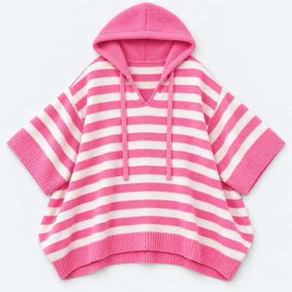 Maribeth Comfort Striped Poncho Sweater | Emory & Blanc