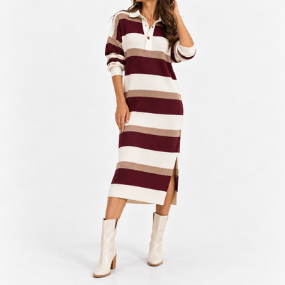 Marisa Soft Polo Sweater Dress — Burgundy | Emory & Blanc