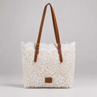 Marlena Adjustable-Strap Shoulder Tote — White | Emory & Blanc