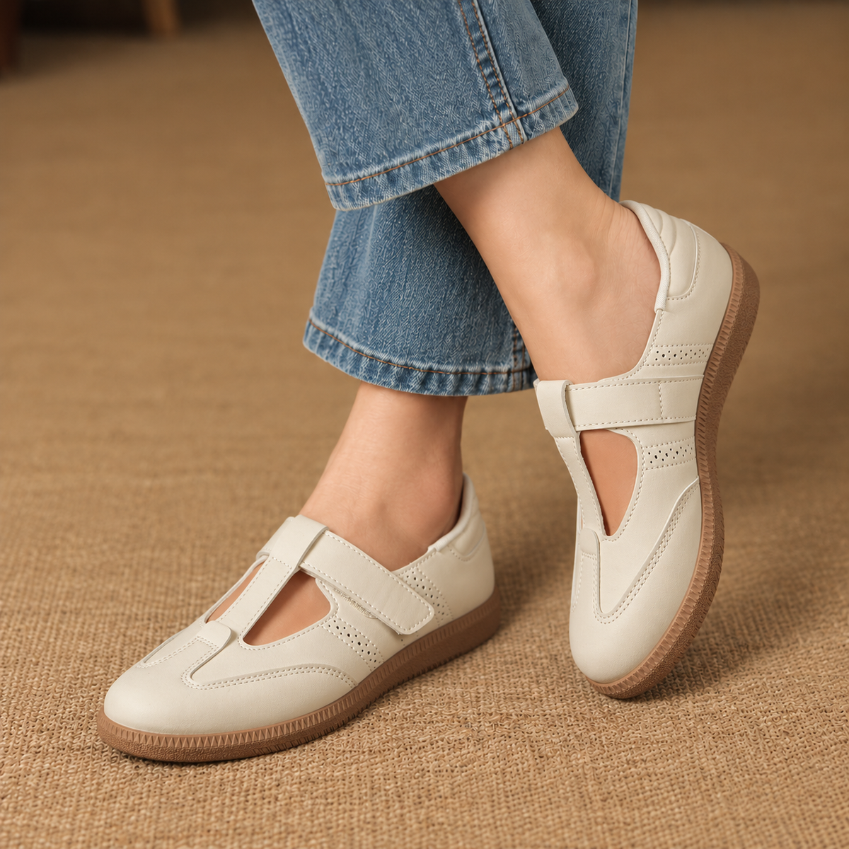 Marlise Cushioned T-Strap Walking Shoes | Emory & Blanc