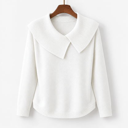 Matilda Relaxed Fit Sweater, Wide Ribbed Collar | Emory & Blanc